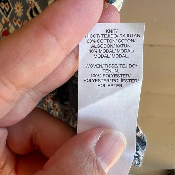 Bohemian Print Flutter Sleeve Short Sleeve Top - Lucky Brand - Size Small - Picture 3 of 4